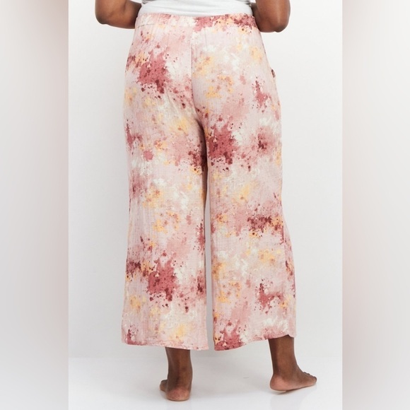 060. Jenni Intimates Women Plus Size Splatter Paint Pajama Pants, Pink 1X - Picture 4 of 4